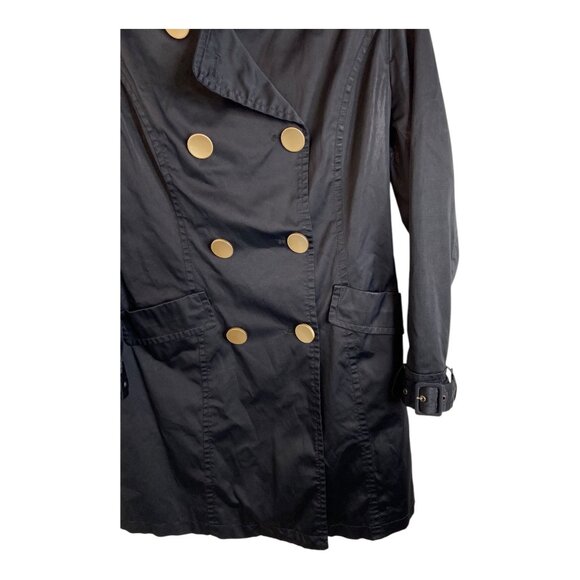 Max Mara medium black rain jacket trench coat flat buttons water resistant - Picture 5 of 9